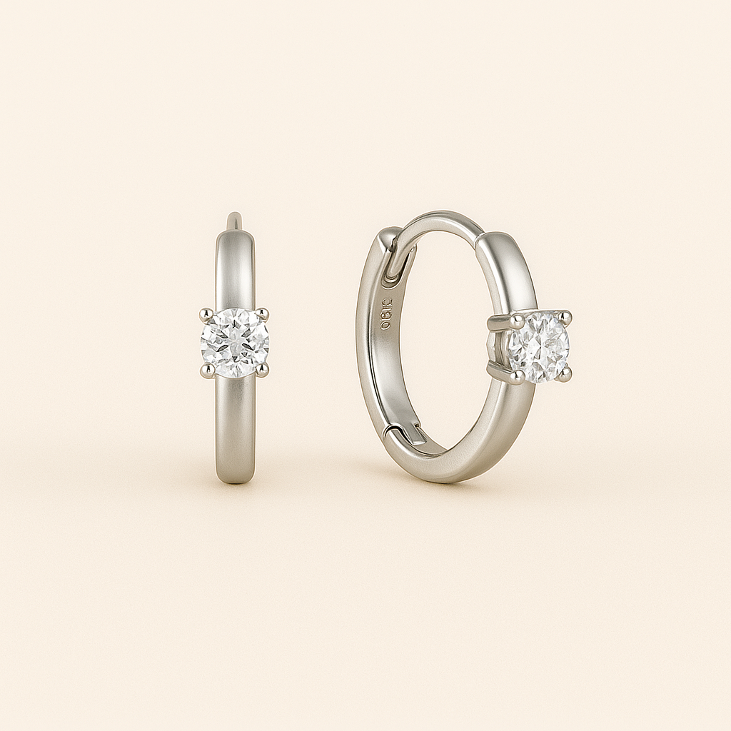 Single Crystal Huggie Hoop Earrings — Morgana