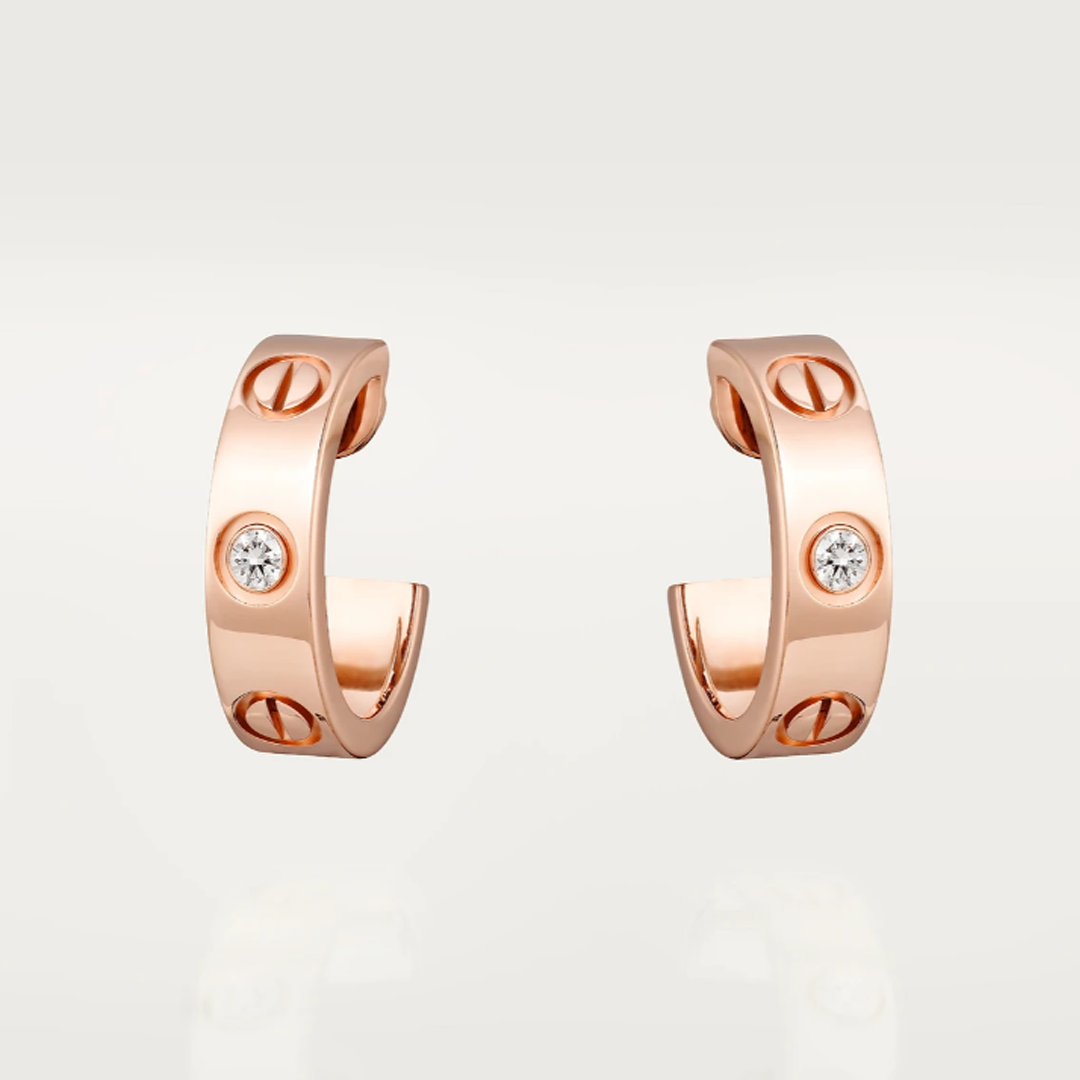 Crystal Screw Detail Hoop Earrings — Love