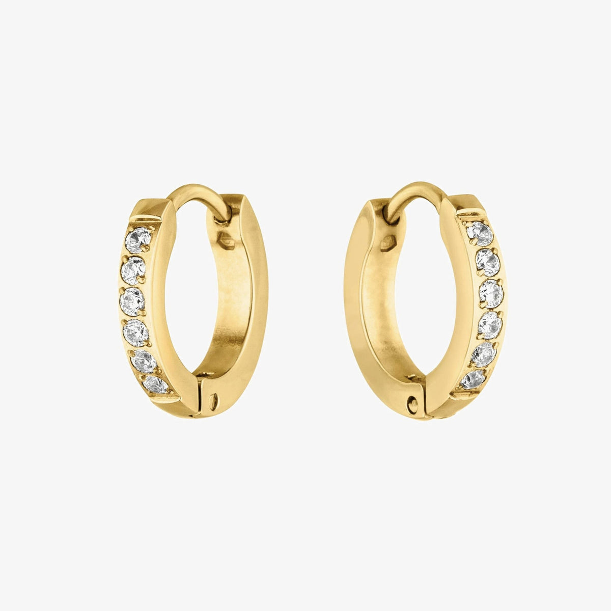Zirconia Huggie Hoop Earrings, 13 mm