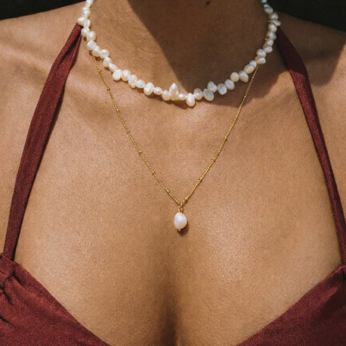 Baroque Freshwater Pearl Pendant Necklace, 8 mm