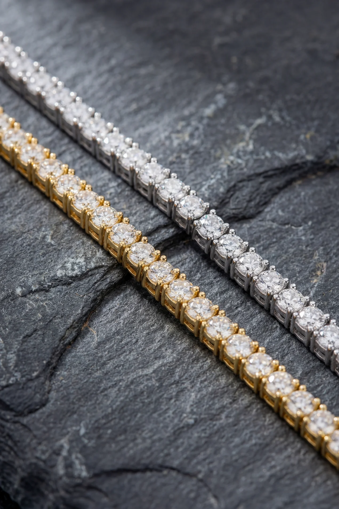 Clear Stone Tennis Necklace, 4 mm, 18K Gold-Plated
