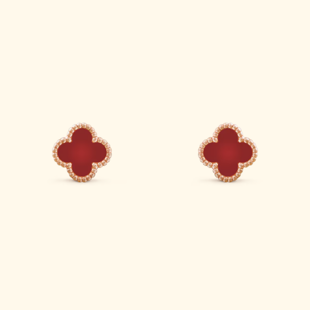 Clover Stud Earrings with Beaded Border