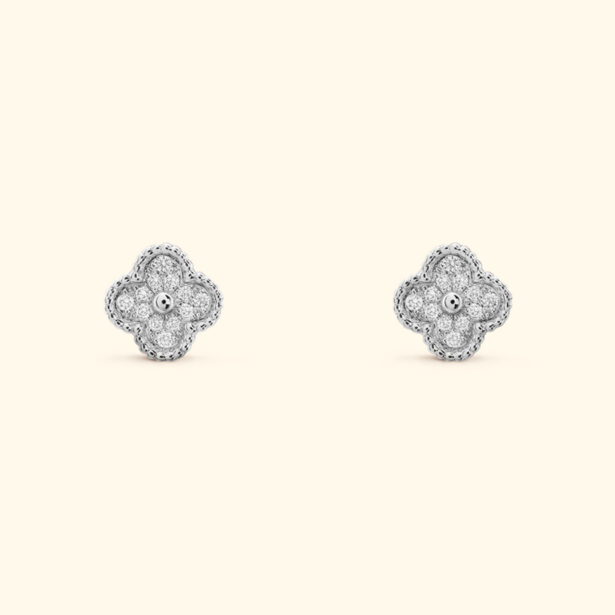 Clover Stud Earrings with Decorative Details