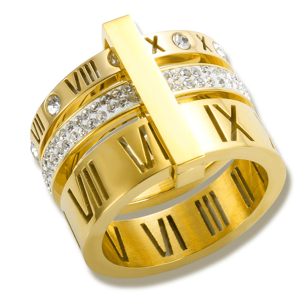 Roman Numeral Crystal Band Ring