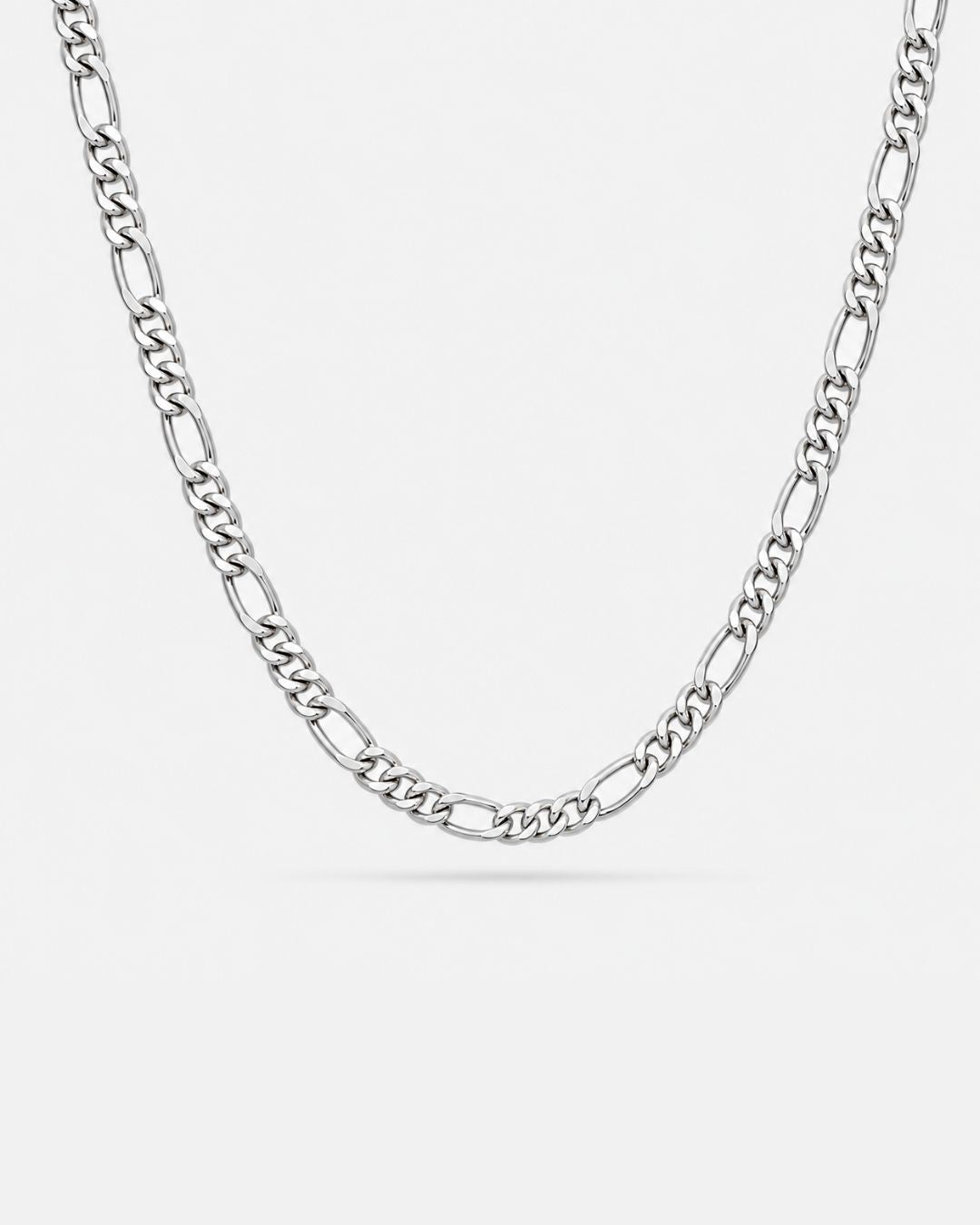 Men’s Silver-Tone Stainless Steel Figaro Chain Necklace, 6 mm