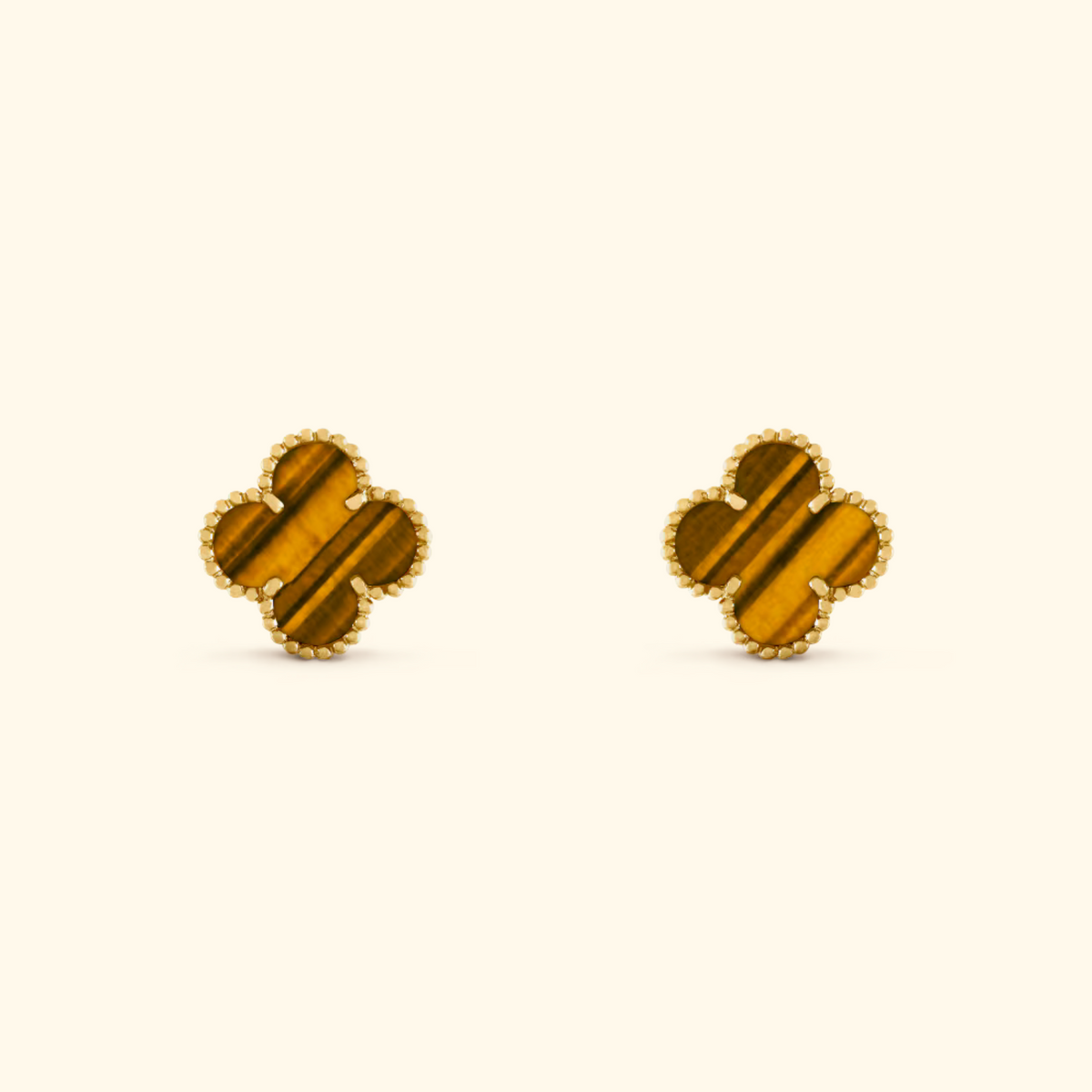 Clover Stud Earrings with Beaded Border