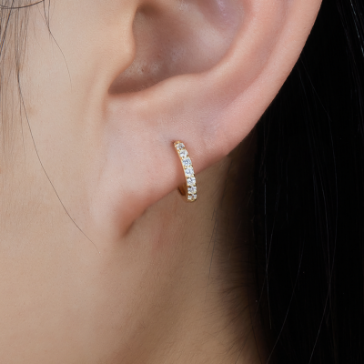Single Row Pave Huggie Hoops — Alexandria