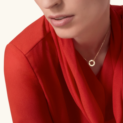 Circular Pendant Necklace with Clear Accent — Ava