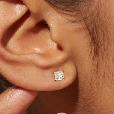 Square Crystal Stud Earrings — April
