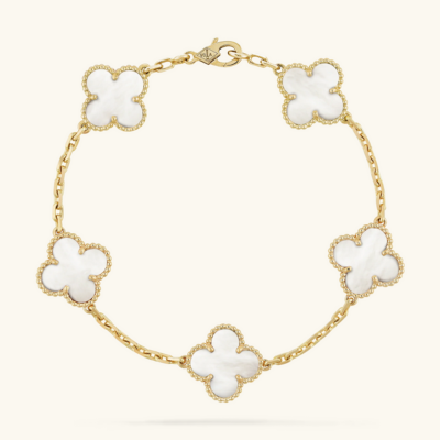 White Clover Necklace Bracelet Earrings Set