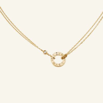 Circular Pendant Necklace with Clear Accent — Ava