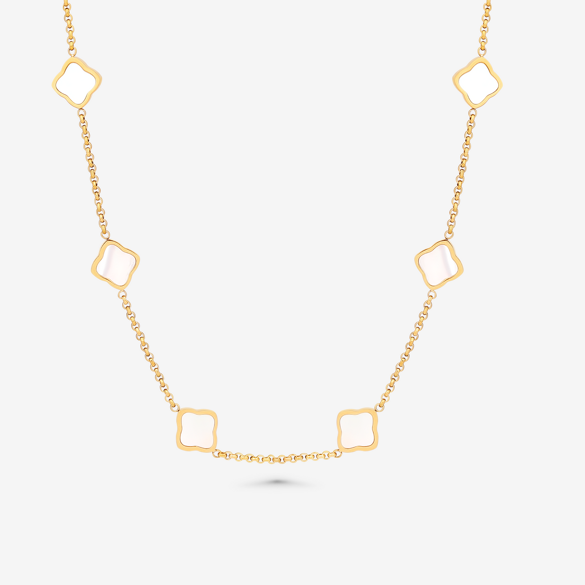 Seven Quatrefoil Station Necklace