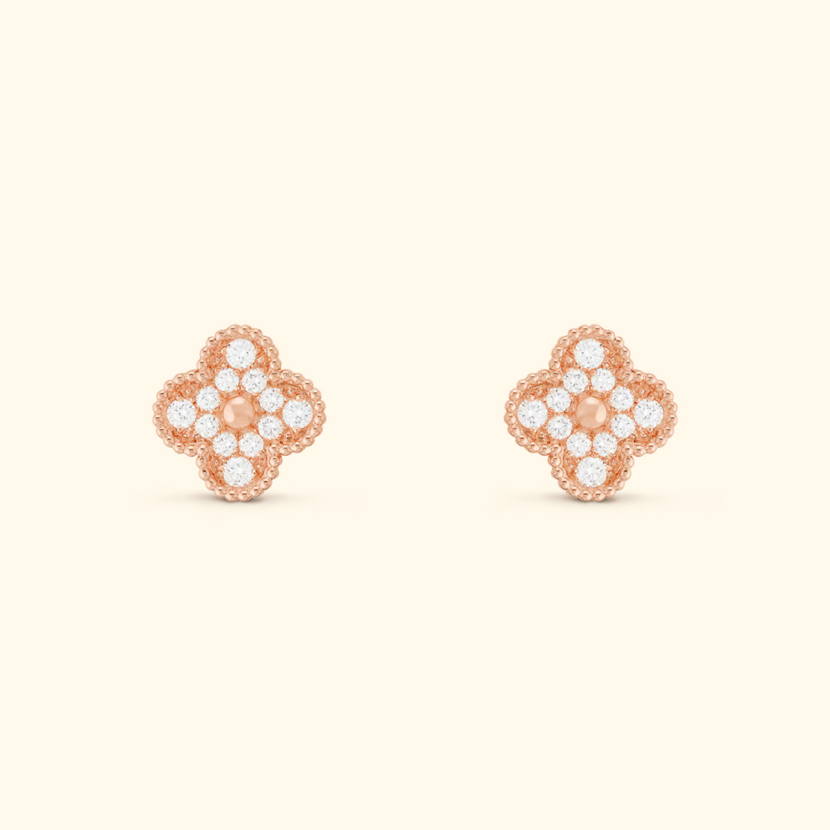 Clover Stud Earrings with Decorative Details