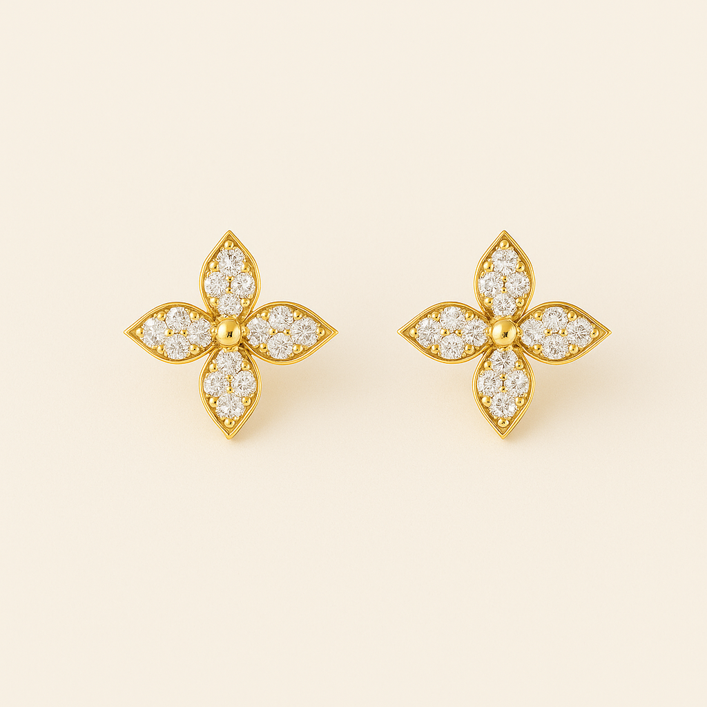 Four-Petal Crystal Stud Earrings — Nicole