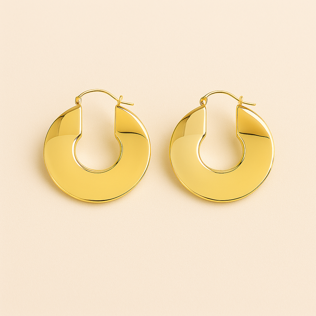 Broad Disc Hoop Earrings — Lille