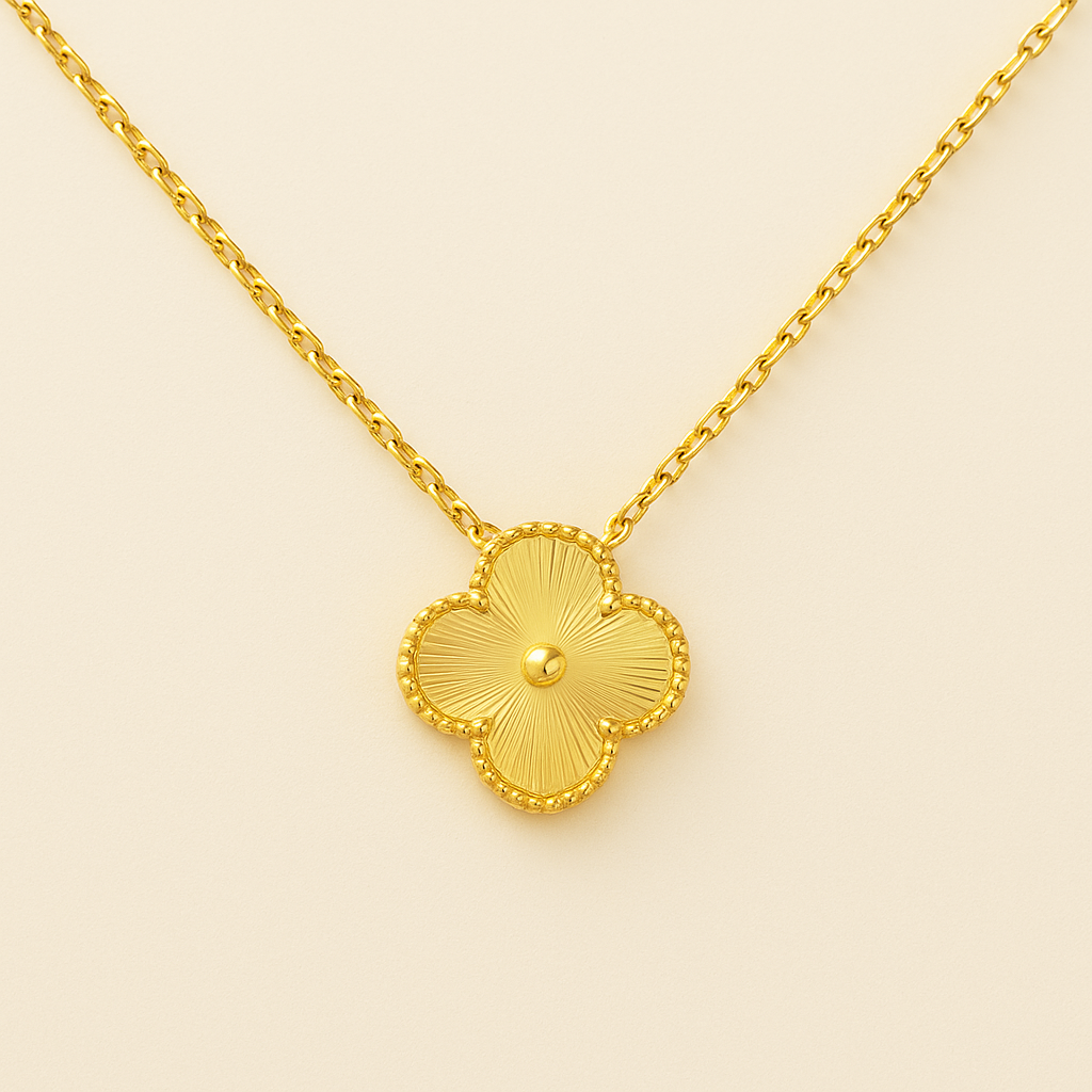 Gold-Tone Clover Necklace Bracelet Earrings Set