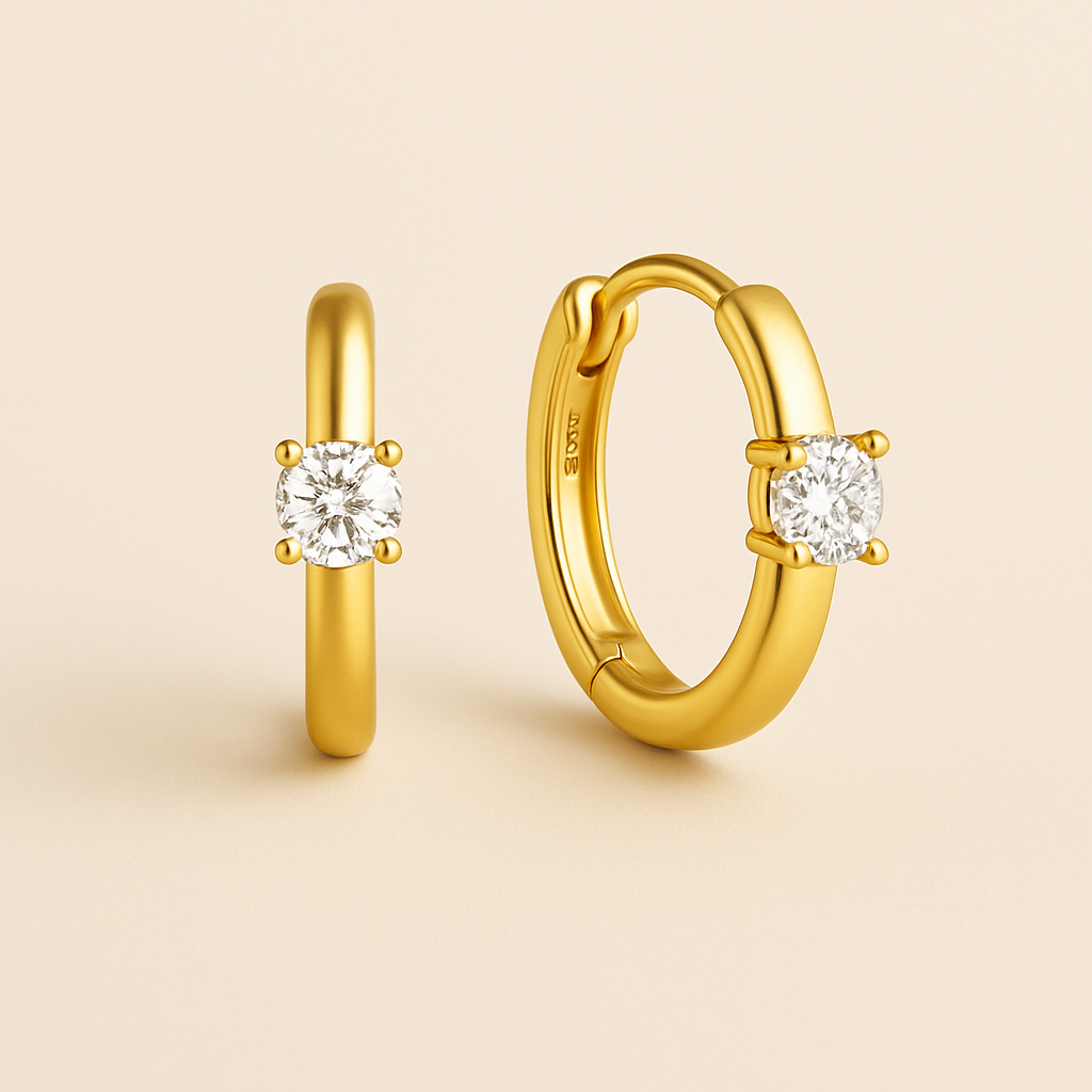 Single Crystal Huggie Hoop Earrings — Morgana
