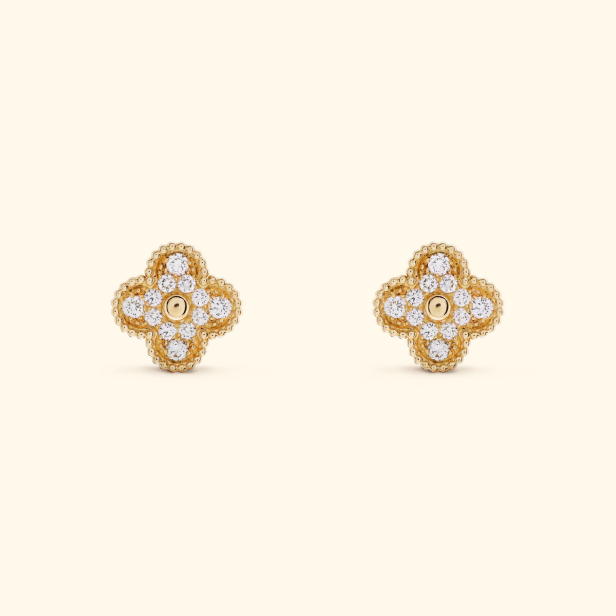 Clover Stud Earrings with Decorative Details