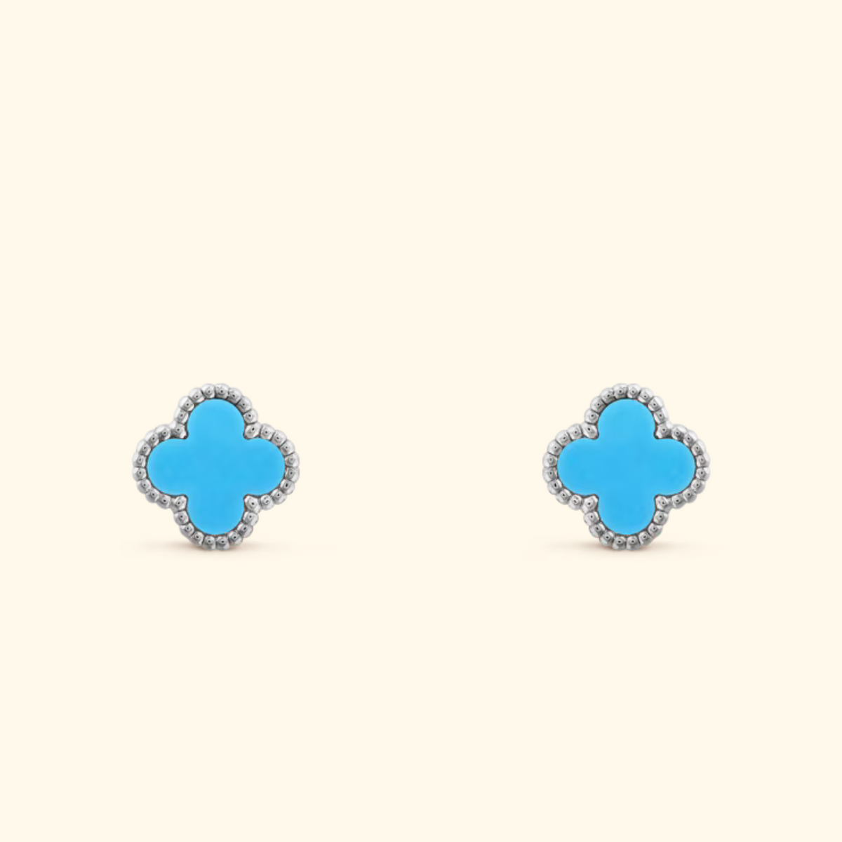Clover Stud Earrings with Beaded Border