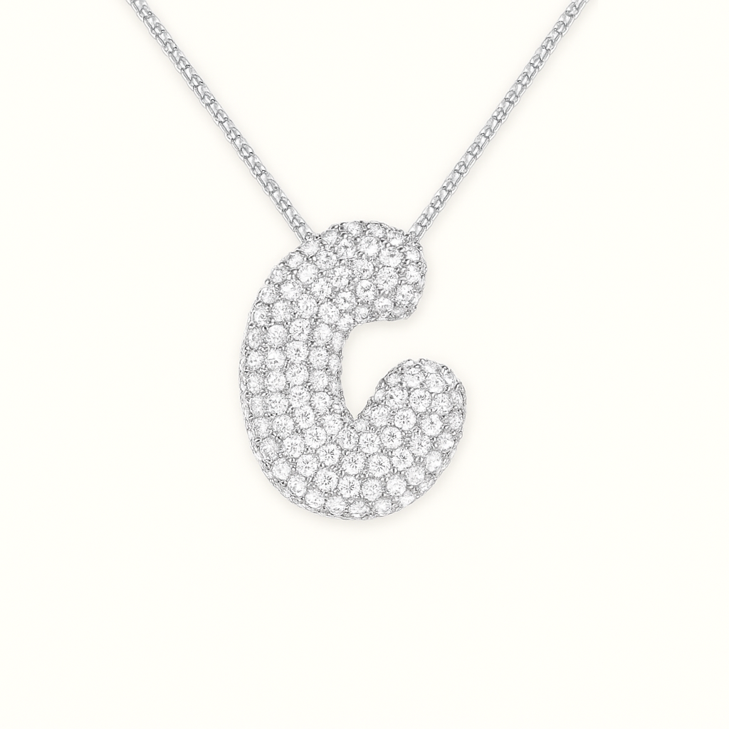 Bubble Initial Crystal Necklace, A–Z, 18 in