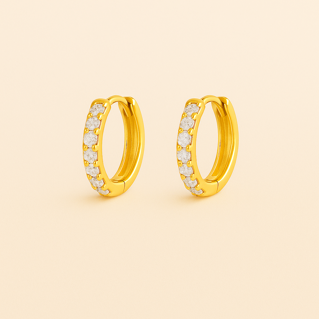 Single Row Pave Huggie Hoops — Alexandria