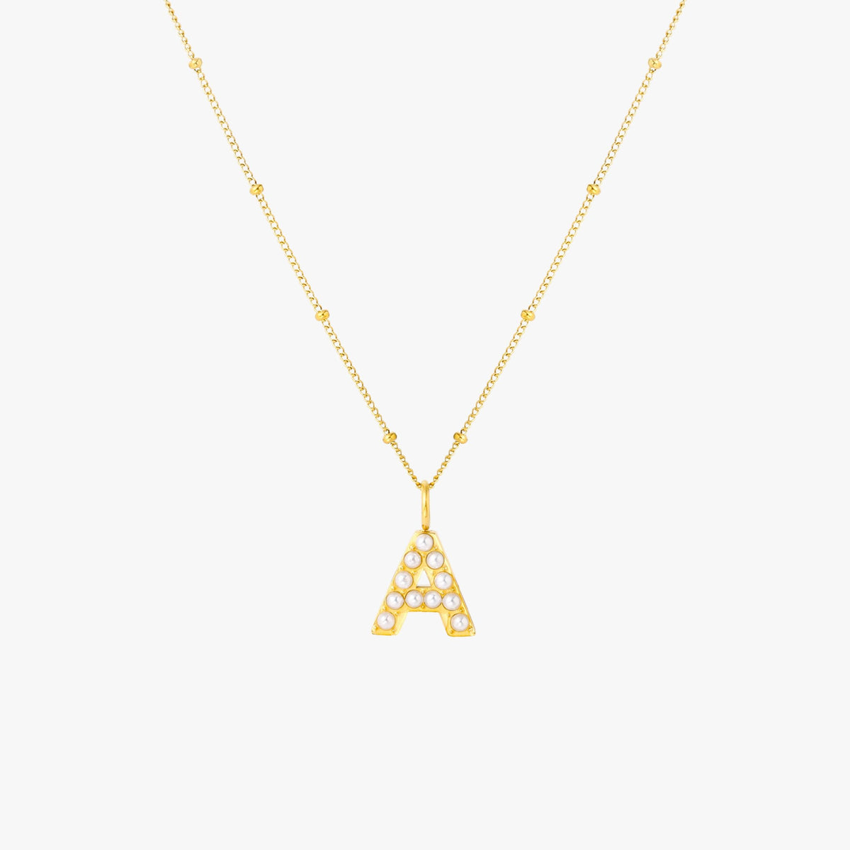Mother-of-Pearl Initial Necklace, A–Z