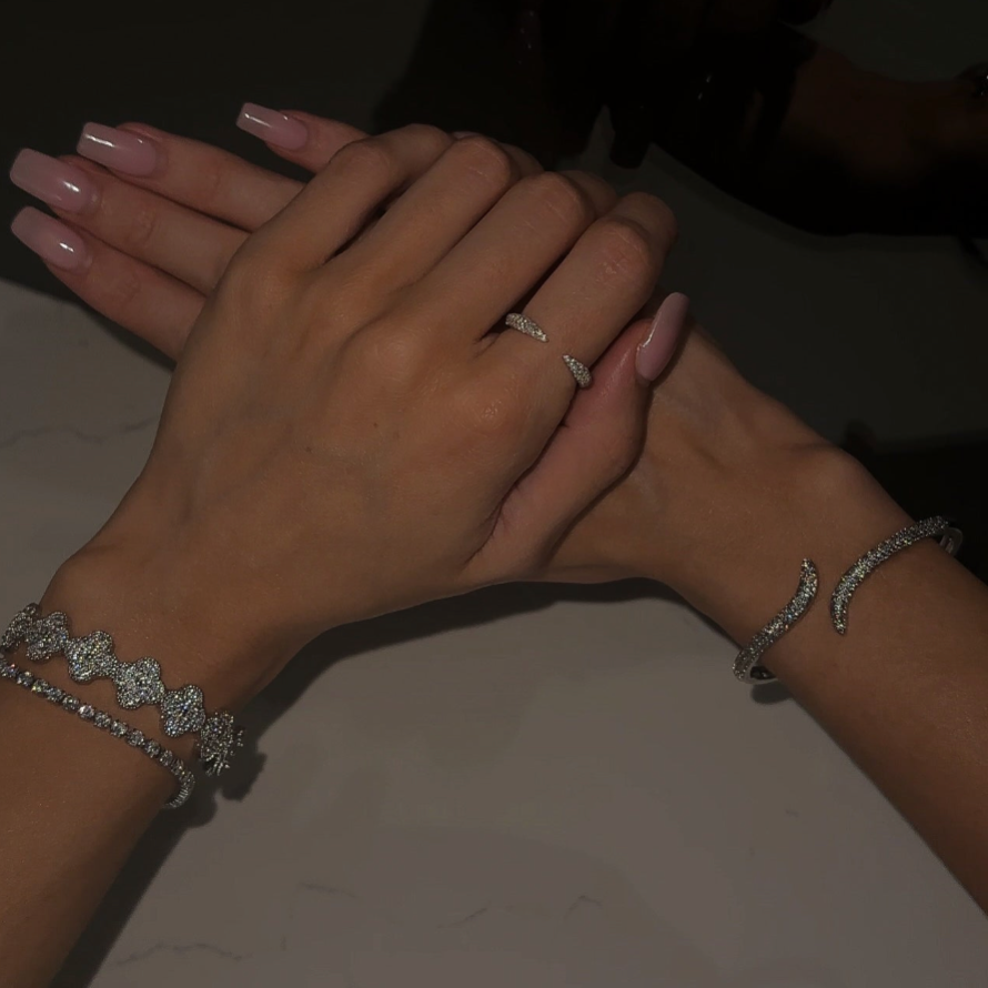 Pave Clover Open Cuff Bracelet