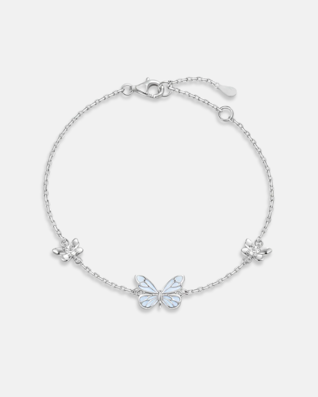 Blue Butterfly Chain Bracelet, 925 Sterling Silver