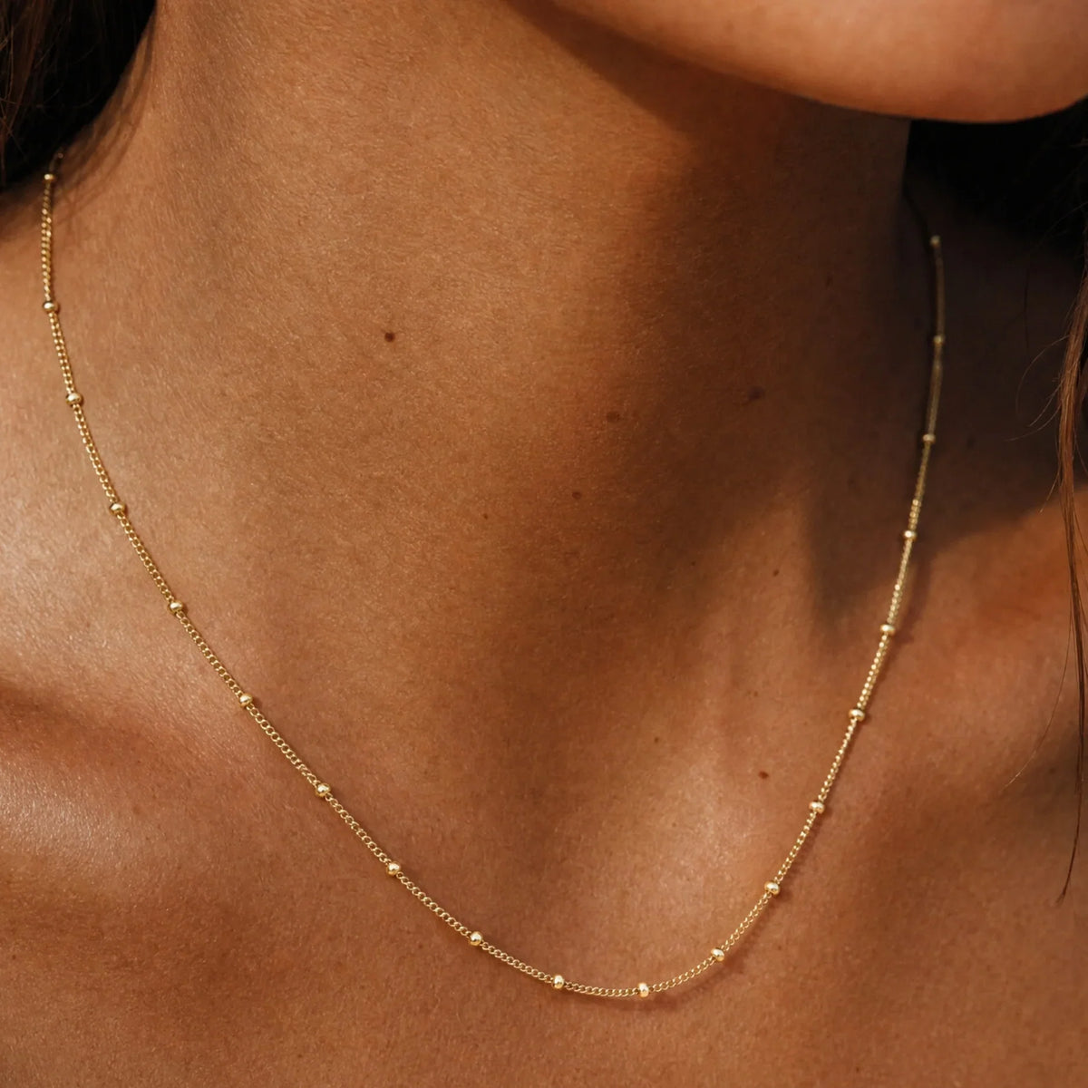 Fine Bead Station Choker, 39 cm — Capri