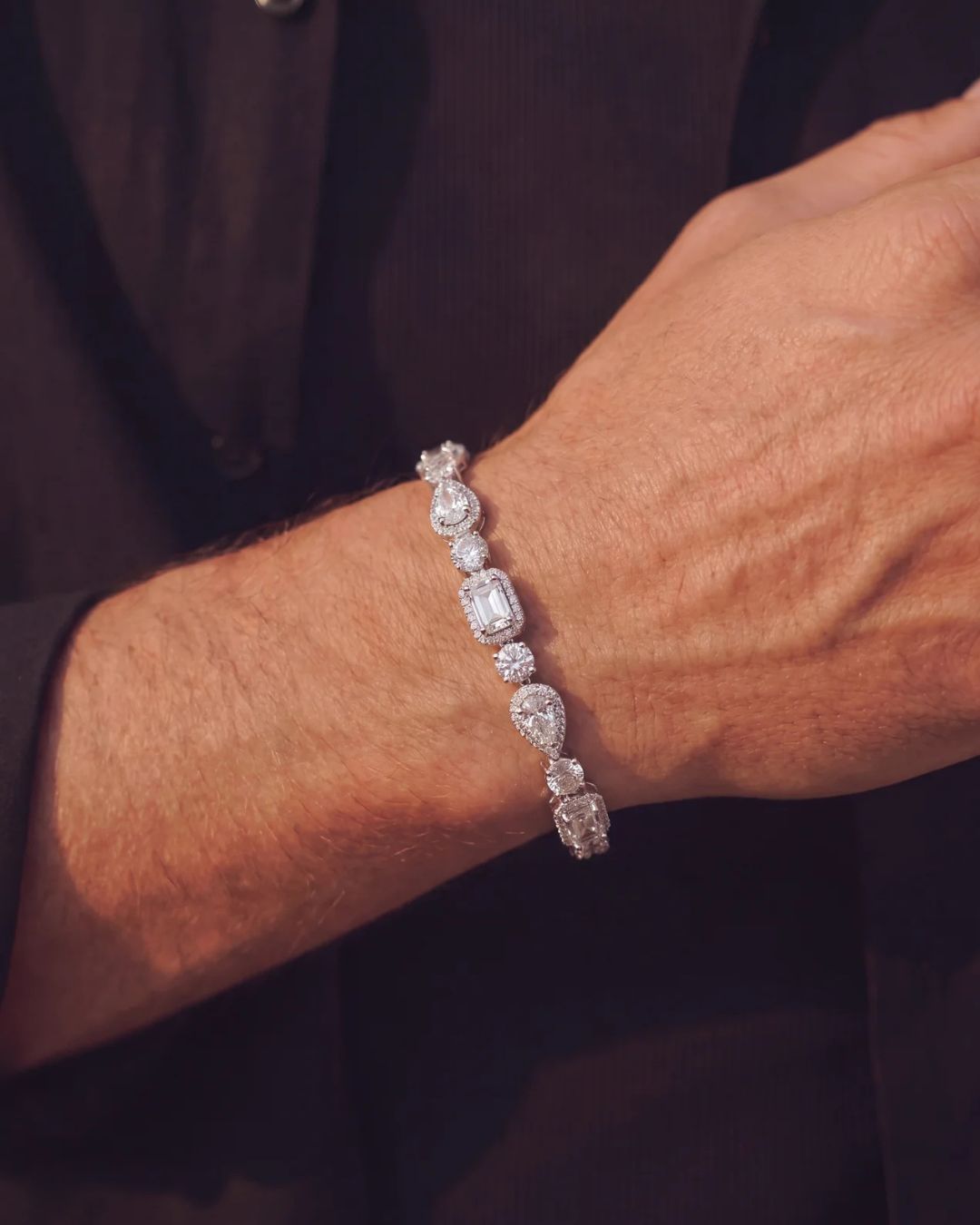 Clear Mixed-Cut Zirconia Tennis Bracelet, 8 mm, Silver-Tone — Celeste