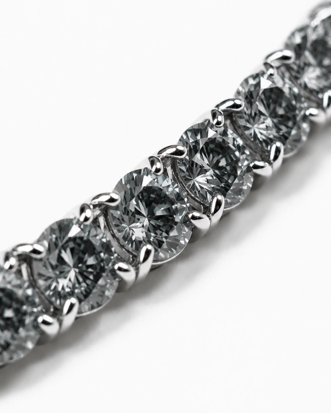 Men’s Grey Moissanite Tennis Bracelet, 4 mm, 925 Sterling Silver