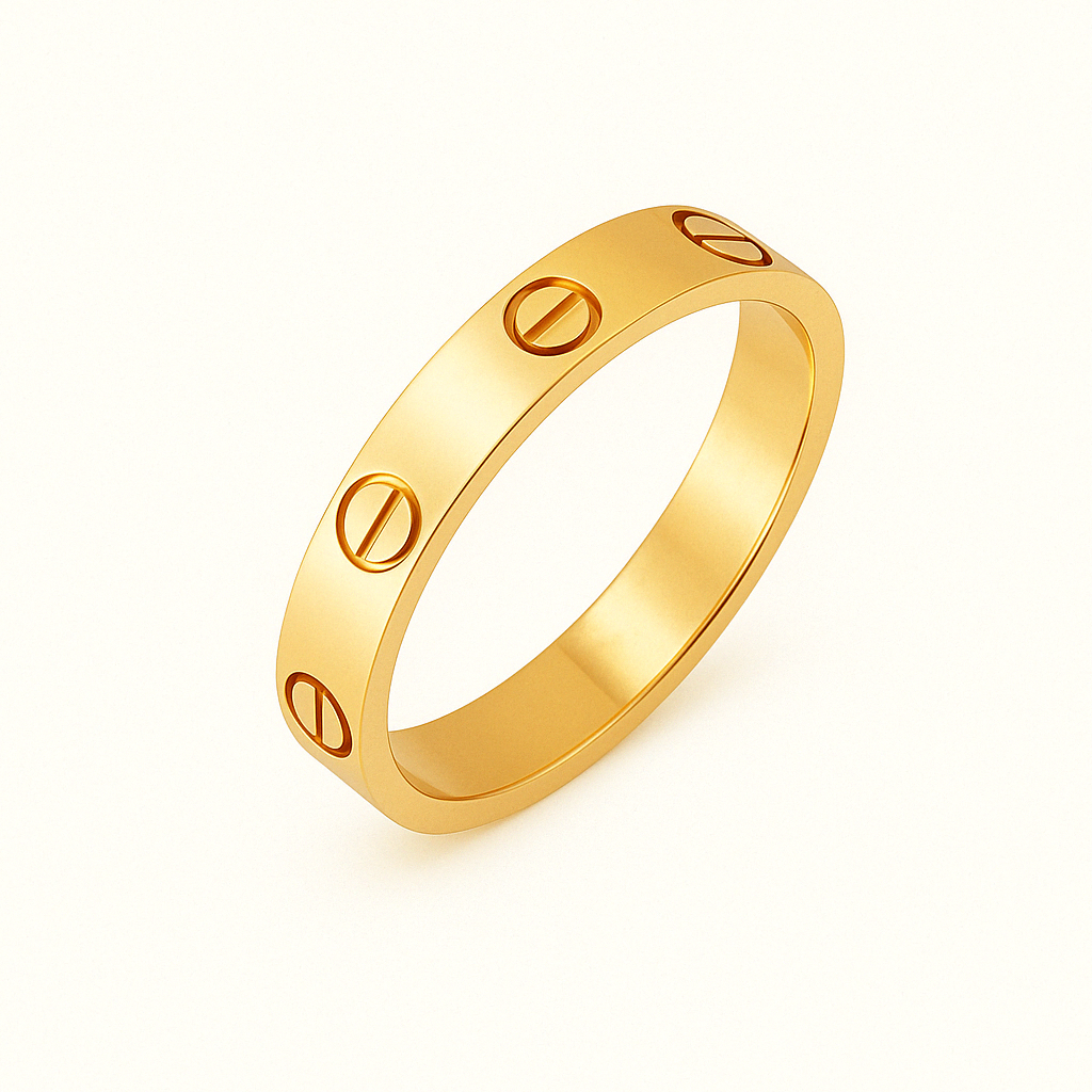 Slim Screw Detail Band Ring — Love