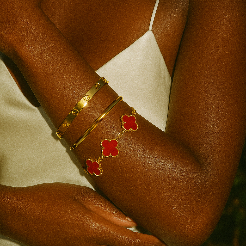 Red Clover Nail and Screw Bracelet Set — Ibiza