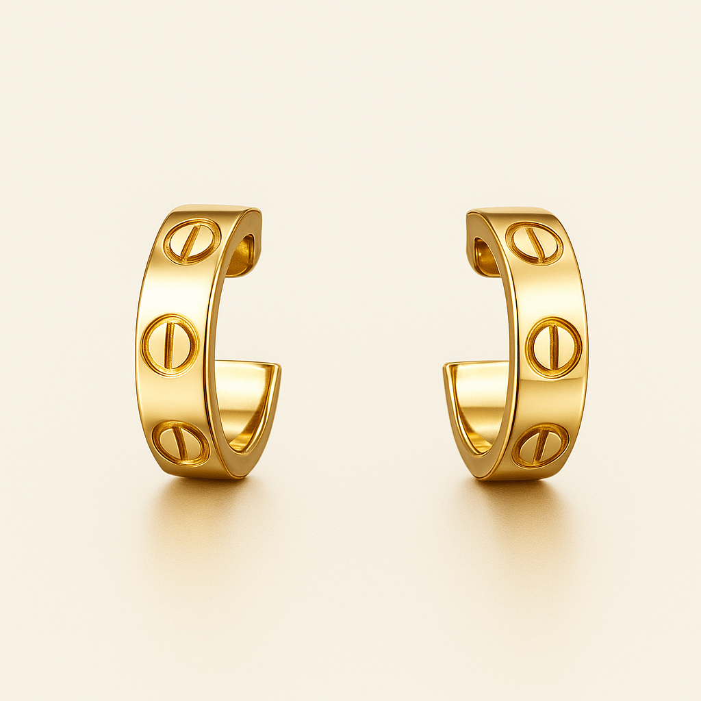 Screw Detail Hoop Earrings — Love