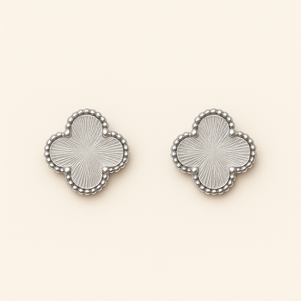 Silver-Tone Clover Necklace Bracelet Earrings Set