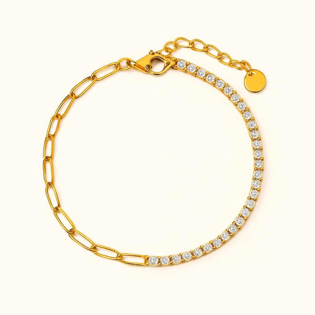 Half Tennis Paperclip Bracelet — Fae