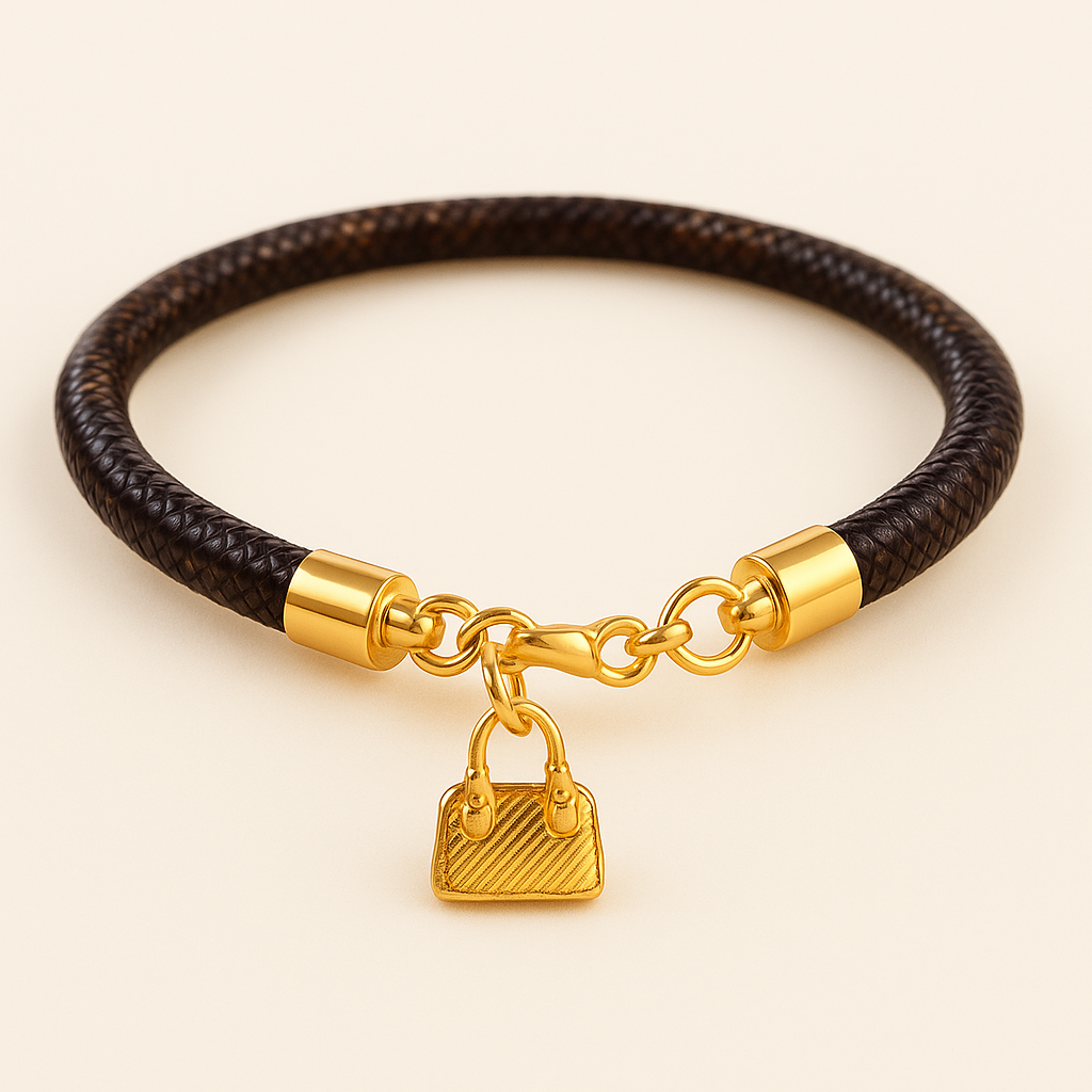 Brown Cord Bag Charm Bracelet — Lulu