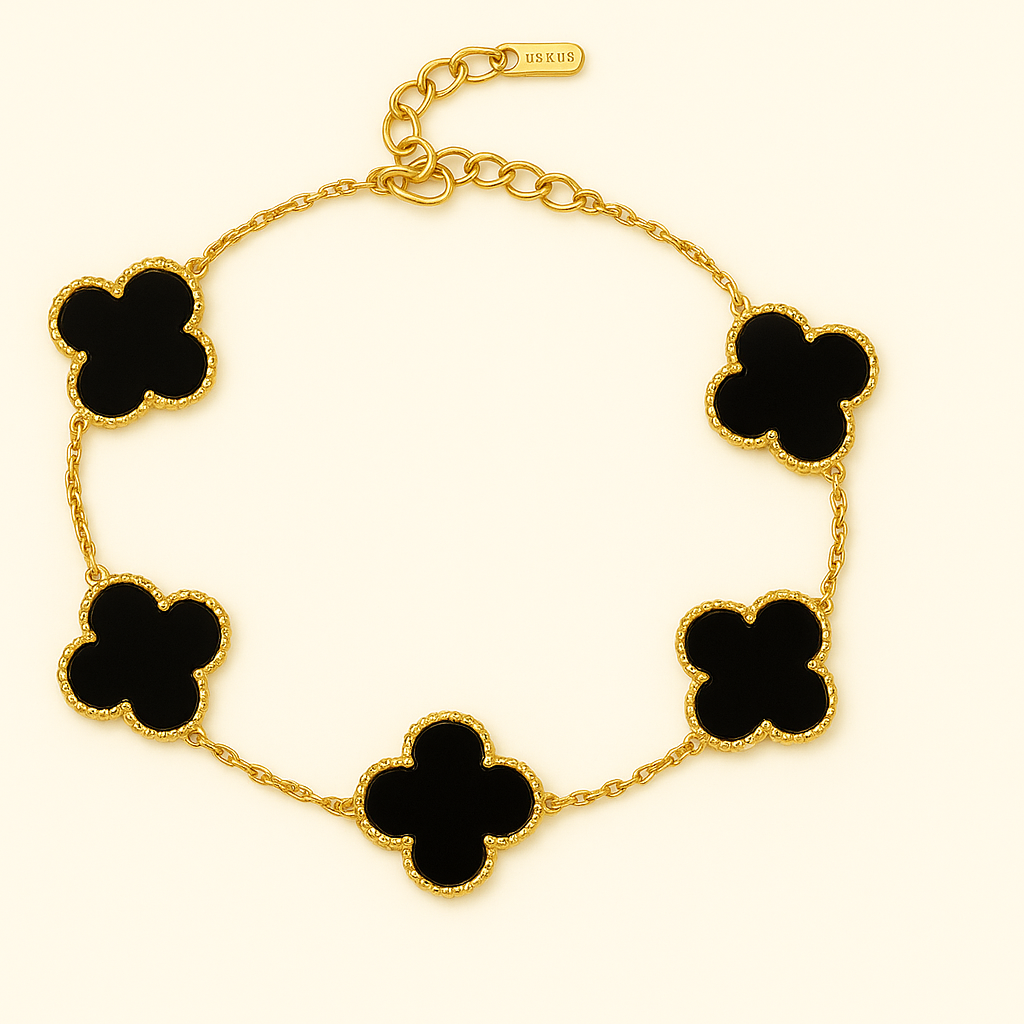 Black Clover Necklace Bracelet Earrings Set
