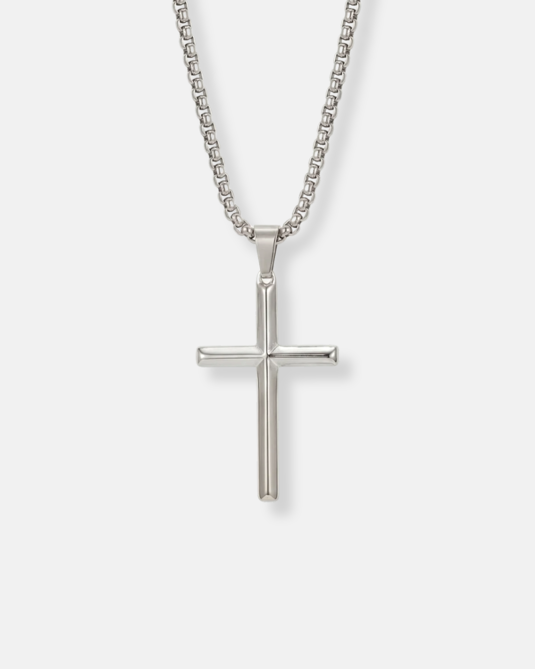 Slender Christian Cross Pendant Necklace, Silver-Plated