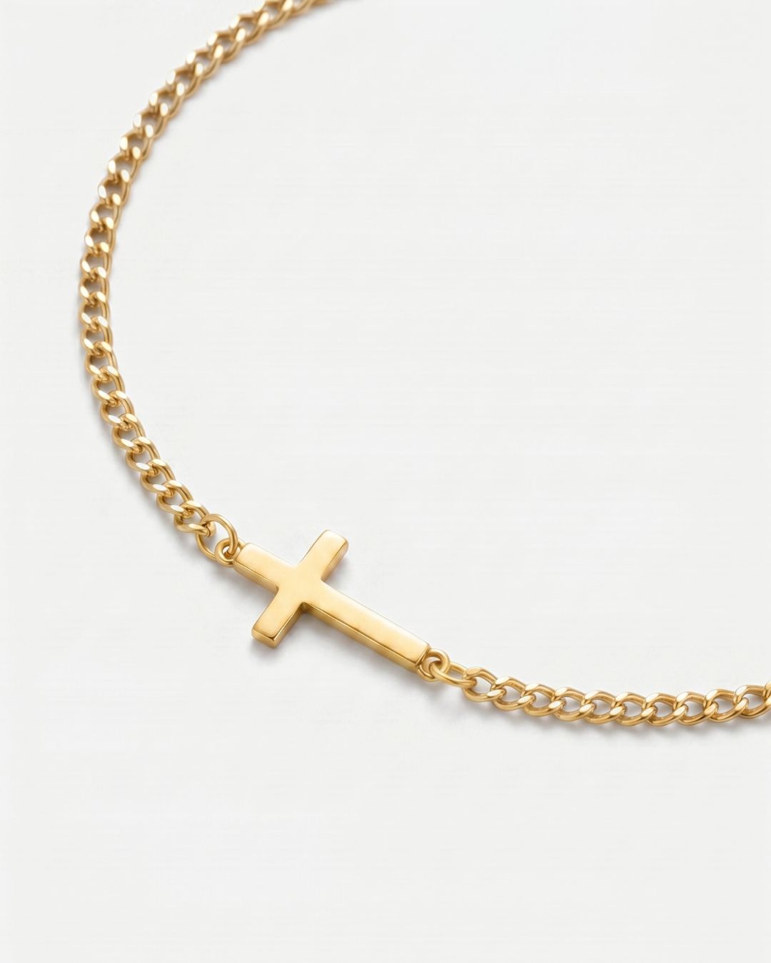 Men’s Cuban Link Cross Bracelet, 18K Gold-Plated