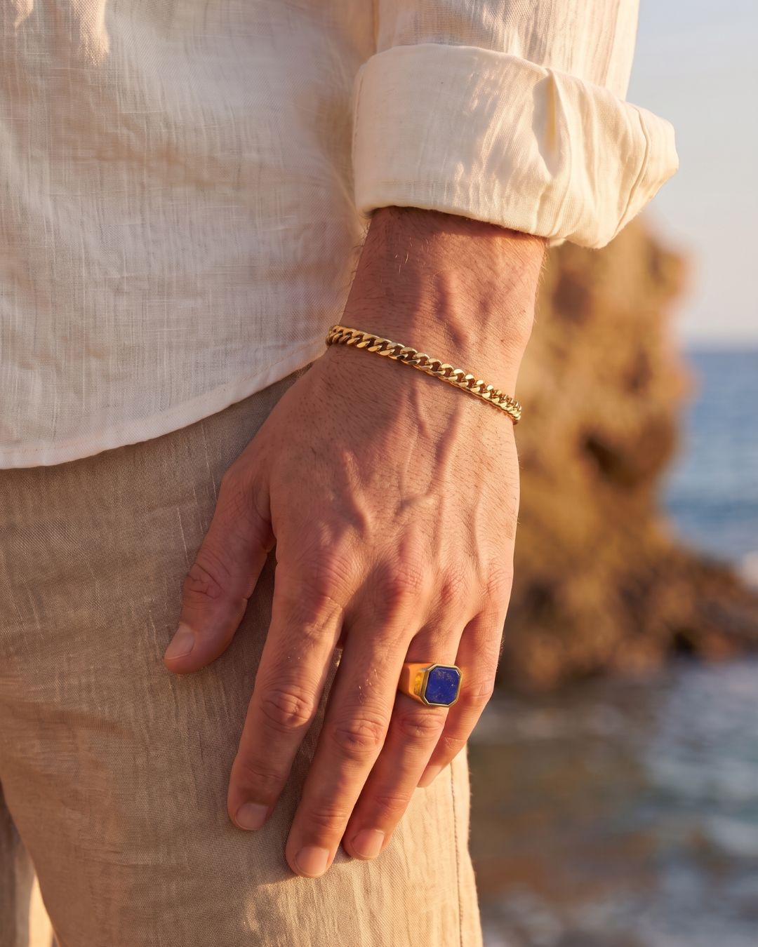 Men’s Cuban Link Bracelet, 6 mm, 14K Gold-Plated