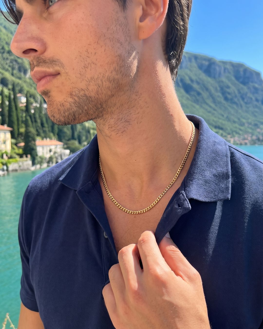 Men’s 18K Gold-Plated Cuban Chain Necklace, 3 mm