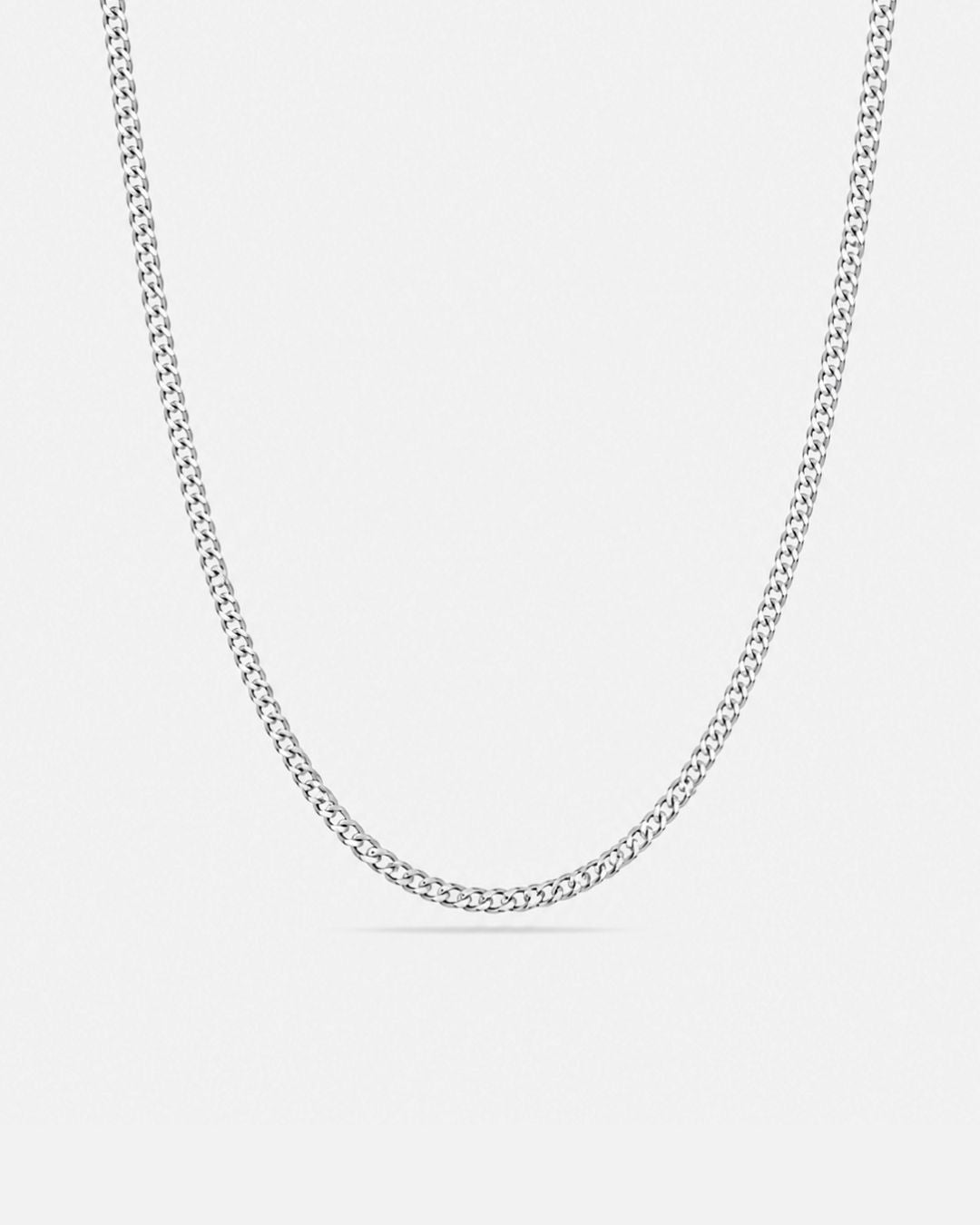 Men’s Silver-Tone Stainless Steel Cuban Chain Necklace, 3 mm