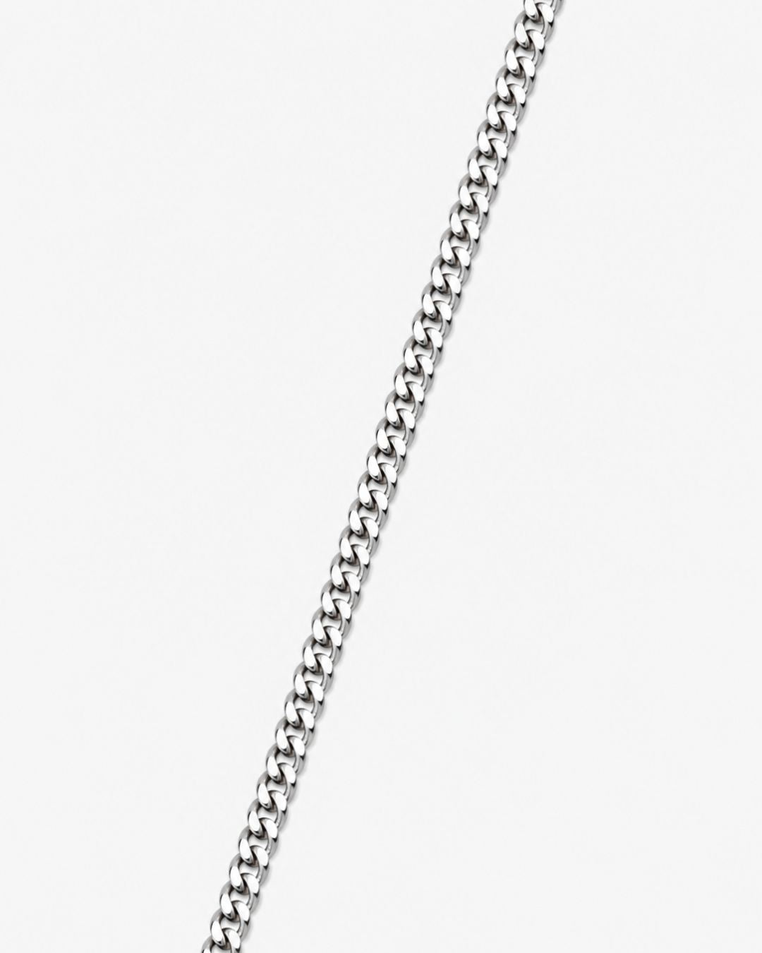 Men’s Silver-Tone Stainless Steel Cuban Chain Necklace, 3 mm