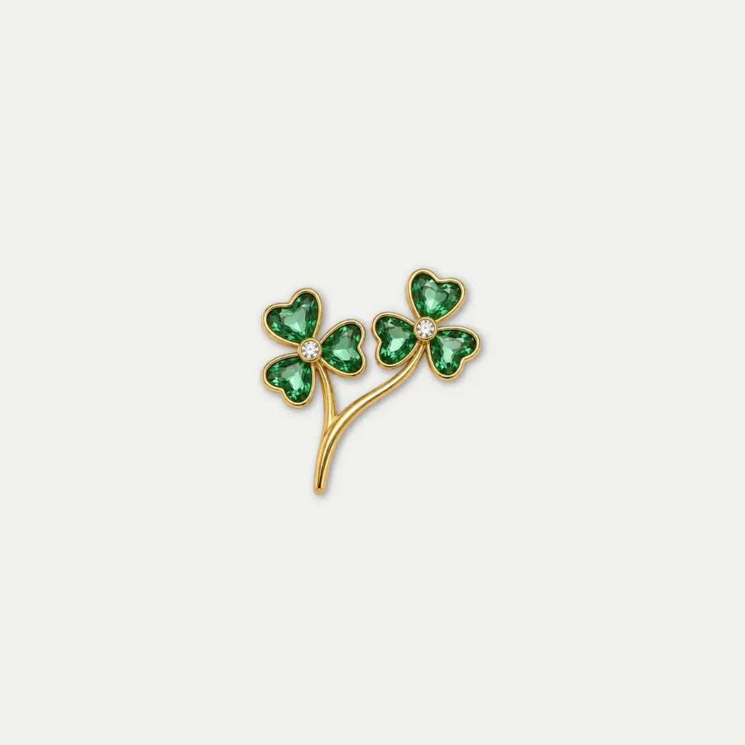 Double Green Clover Branch Charm