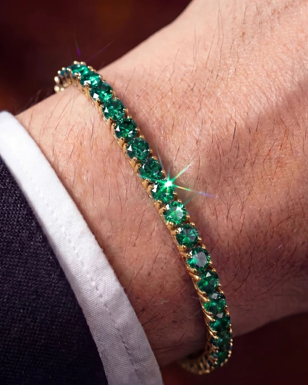 Green Zircon Tennis Bracelet, 4 mm, 14K Gold-Plated