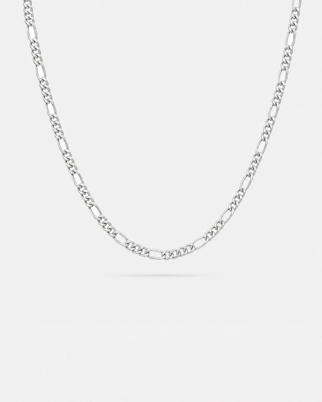 Men’s Silver-Tone Stainless Steel Figaro Chain Necklace, 3 mm