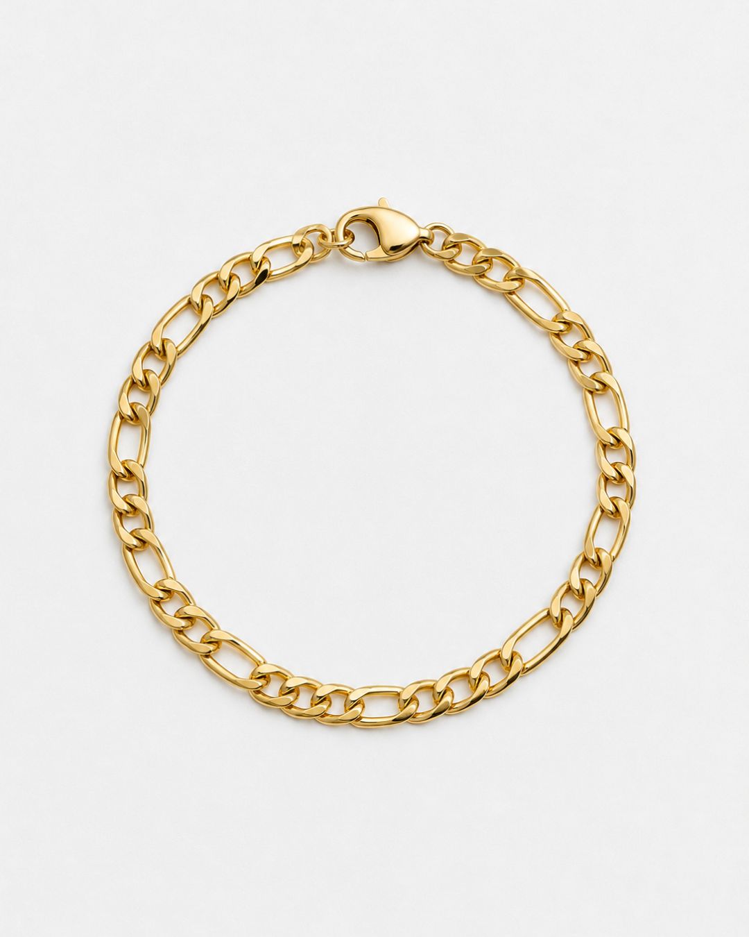 Men’s 18K Gold-Plated Figaro Chain Bracelet, 6 mm