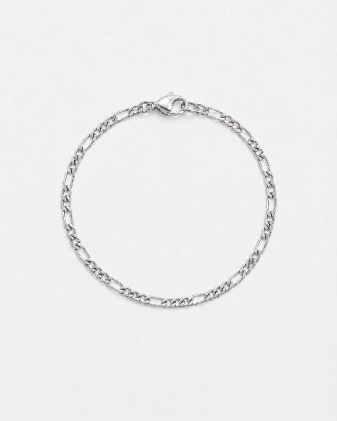 Men’s Silver-Tone Stainless Steel Figaro Chain Bracelet, 3 mm