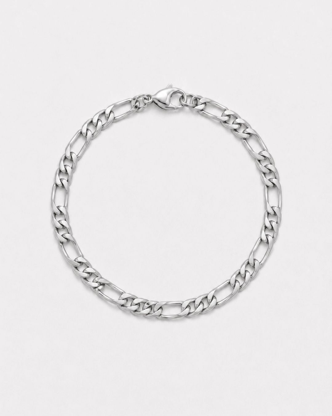 Men’s Silver-Tone Stainless Steel Figaro Chain Bracelet, 6 mm